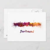 Dortmund skyline im Watercolor Postkarte (Vorne/Hinten)