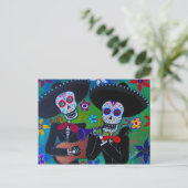 Dos Amigos Dia de los Muertos Mariachi Postkarte (Stehend Vorderseite)
