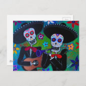 Dos Amigos Dia de los Muertos Mariachi Postkarte (Vorne/Hinten)