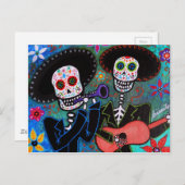 Dos Amigos Dia de los Muertos Postkarte (Vorne/Hinten)