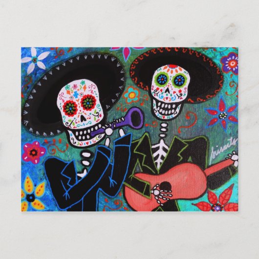 Dos Amigos Dia de los Muertos Postkarte (Vorderseite)
