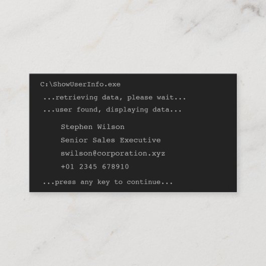 DOS-Art-Neuheits-Visitenkarte Visitenkarte (Vorderseite)