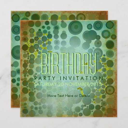 Dos Dots GRN | Grunge Bubble House Party Geburtsta Einladung (Vorne/Hinten)