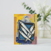 Dose Fisch Stilleben Postkarte (Stehend Vorderseite)