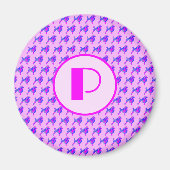 Dose Pink & Blue Silhouette Monogramm Magnet (Vorne)