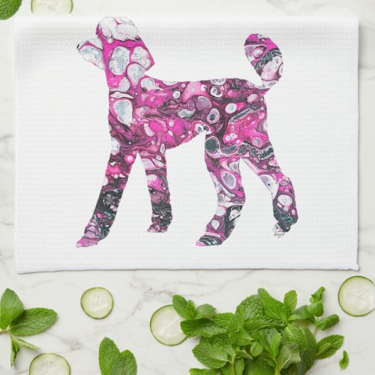 Dose, Pink Poodle, Poodle Geschirrtuch (Gefaltet)