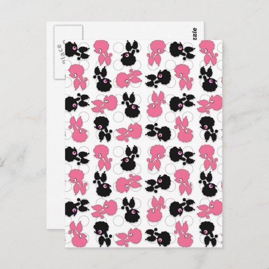 Dosen Hunde schwarz und rosa Postkarte (Vorne/Hinten)