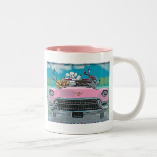 Dosen in rosa Cadillac Retro Print Tasse Becher (Rechts)