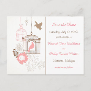 Dosen und Käfige - Save the Date Postkarte