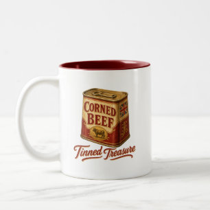 Dosenfleisch-Schatz im Vintage-Dosen-Design Zweifarbige Tasse