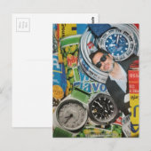 Dosenkost Uhren und Mann Collage Postkarte (Vorne/Hinten)