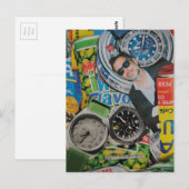 Dosenmann und Uhren Collage Postkarte (Vorne/Hinten)