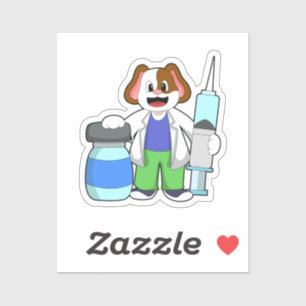 Dosierung als Arzt mit Spritze Aufkleber