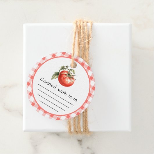 Dosierung mit Tomate aus Liebe mit karierten Muste Geschenkanhänger (Beispiel)