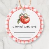 Dosierung mit Tomate aus Liebe mit karierten Muste Geschenkanhänger (Vorderseite)