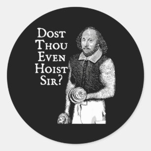 Dost, obwohl sogar hissen Sir lustiges Gym-Workout Runder Aufkleber