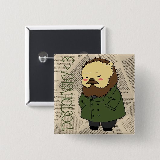 Dostoevsky quadratischer Knopf Button (Vorne & Hinten)