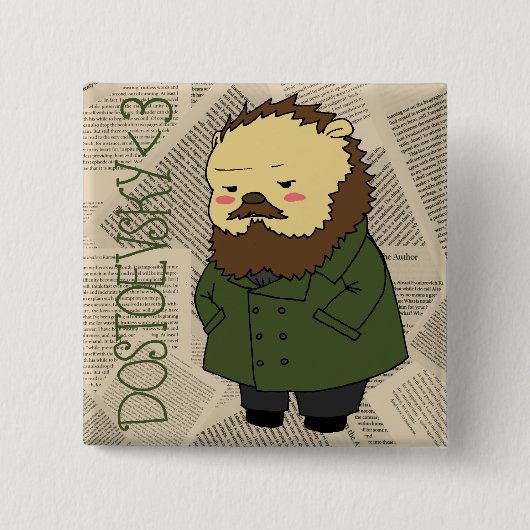Dostoevsky quadratischer Knopf Button (Vorderseite)