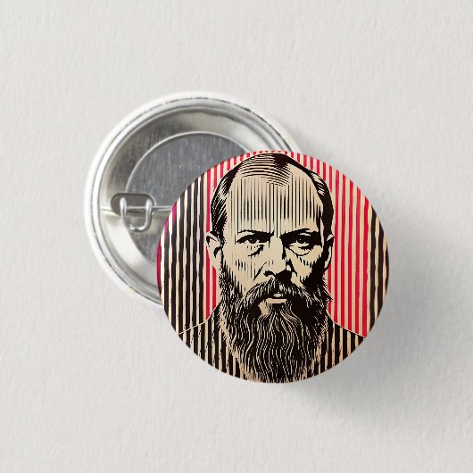 Dostojewski im BAUHAUS-Stil Button (Vorne & Hinten)