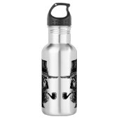 Dot-and-Line-Portrait: Kleiner alter Mann rauchen  Edelstahlflasche (Vorderseite)