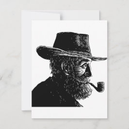 Dot-and-Line-Portrait: Kleiner alter Mann rauchen  Einladung