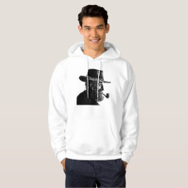 Dot-and-Line-Portrait: Kleiner alter Mann rauchen Hoodie