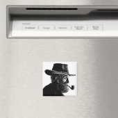 Dot-and-Line-Portrait: Kleiner alter Mann rauchen  Magnet (In Situ (Geschirrspüler))