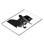 Dot-and-Line-Portrait: Kleiner alter Mann rauchen Notizblock (Linke Seite)