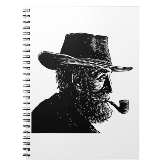 Dot-and-Line-Portrait: Kleiner alter Mann rauchen Notizblock (Vorderseite)