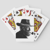Dot-and-Line-Portrait: Kleiner alter Mann rauchen  Spielkarten (Rückseite)