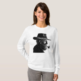 Dot-and-Line-Portrait: Kleiner alter Mann rauchen T-Shirt