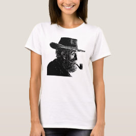 Dot-and-Line-Portrait: Kleiner alter Mann rauchen T-Shirt