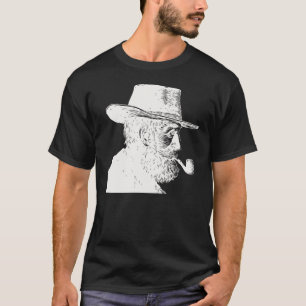 Dot-and-Line-Portrait: Kleiner alter Mann rauchen T-Shirt