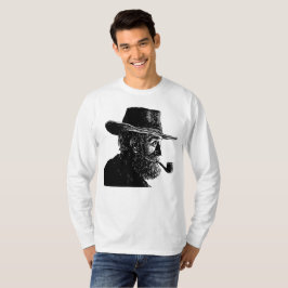 Dot-and-Line-Portrait: Kleiner alter Mann rauchen T-Shirt