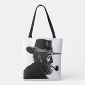 Dot-and-Line-Portrait: Kleiner alter Mann rauchen  Tasche (Rückseite)