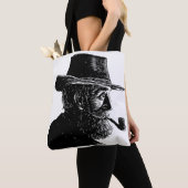 Dot-and-Line-Portrait: Kleiner alter Mann rauchen  Tasche (Von Nahem)