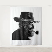 Dot-and-Line-Portrait: Kleiner alter Mann rauchen  Wandteppich (Vorderseite)