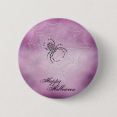 Dot Art Black Widow Spider im Web Button (Vorderseite)