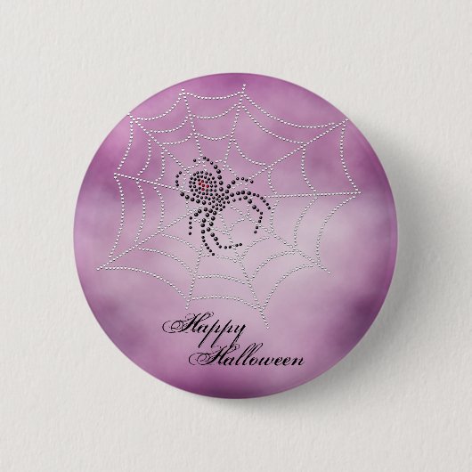 Dot Art Black Widow Spider im Web Button (Vorderseite)