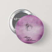 Dot Art Black Widow Spider im Web Button (Vorne & Hinten)