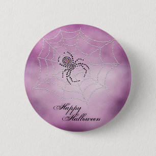Dot Art Black Widow Spider im Web Button