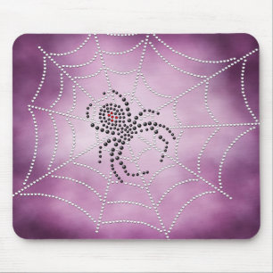 Dot Art Black Widow Spider im Web Mousepad
