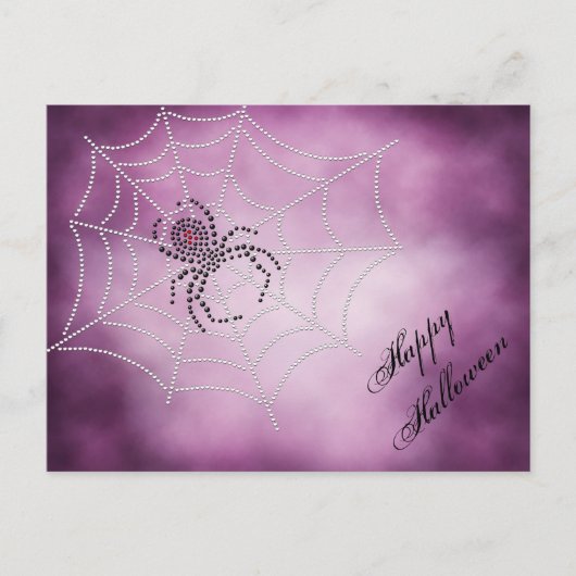 Dot Art Black Widow Spider im Web Postkarte (Vorderseite)