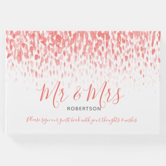 Dot Art Kaskade benutzerdefinierte Korallenorange  Gästebuch (Vorderseite)