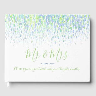 Dot Art Kaskade Custom Green Blue Hochzeit Gästebuch