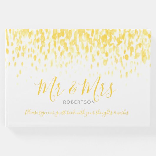 Dot Art Kaskade Custom warm gelbe Hochzeit Gästebuch (Vorderseite)