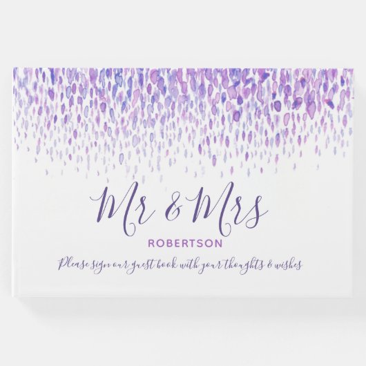 Dot Art Kaskade lila Hochzeit Gästebuch (Vorderseite)