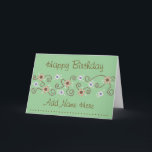 Dot Birthday Card Karte<br><div class="desc">Pretty green card with subtle design.  You can add a name or Mom,  Sister,  etc.  You can also add your text inside.</div>