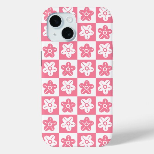 Dot Blume Rosa Weiß Case-Mate iPhone Hülle (Rückseite)