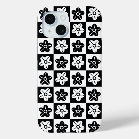 Dot Blume Schwarz-weiß Case-Mate iPhone Hülle (Rückseite)